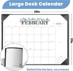 2026 Desk Calendar - 18 Month Desktop Calendars (Jan 2026–Jun 2027),Large 22x17 Monthly Calendar with Home & Office Floral Desk Pad Calendars (Black, 22 * 17)