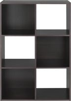 Whitmor 6 Cube Bookcase, 3 Tier Stackable MDF Bookself, Open Storage Display Organizer, Storage Cabinet for Living Room, Bedroom, Home, Office, 23.7" L x 11.7" W x 35.2" H, Espresso