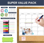 Calendar Whiteboard for Wall, 17x13 Inches White Board Calendar Dry Erase, Small Magnetic Monthly White Board with Gold Wood Frame, Hanging Dry Erase Board for Kitchen Home Office School Planner