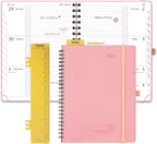 POPRUN 2026 Weekly and Monthly Planner Calendar, January 2026 - December 2026,Medium-6.75" x 8.75" Spiral Bound Appointment Book, Includes Monthly Tabs, Inner Pocket,Soft Cover - Soft Pink