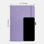 RETTACY Bullet Dotted Journal Notebook, 256 Pages, A5 Medium Size (5.7'' × 8.3''), Leather Hardcover, 120 GSM Thick Paper, for Bullet Journaling, Planning, Tracking (Purple)