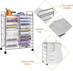 GLACER 15 Drawers Rolling Cart, Storage Cart with w/Removable Drawers & Steel Frame, Multipurpose Organizer Cart w/Sleek Handle, Utility Cart on Lockable Wheels for Home, School, Office (Clear)