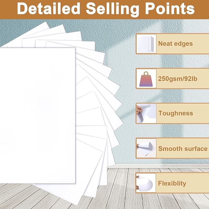 Silunkia 120 Sheets Bright White Cardstock 8.5 x 11 Certificate Paper, 250gsm/92lb Heavyweight White Card Stock Printer Paper for DIY Cards, Business Cards, Invitations, Menus