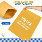 Motipuns 100 Pcs 14" x 18" Extra Large Mailing Envelopes 32lb with Gummed Flaps, Catalog Jumbo Craft Envelopes for Mailing, Storage and Organizing Documents Office Supplies(Yellow)