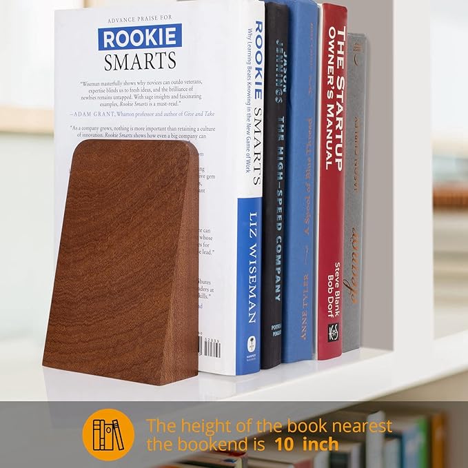 DRELIFAM Wood Handmade Heavy Duty Bookends for Shelves Decorative Book Ends to Hold Books for Office