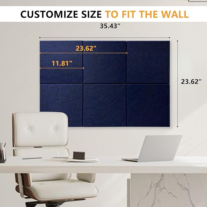 Thick Cork Board Tiles for Wall with Push Pins, Removable 36"x24"x0.47" Bulletin Board Sets, Self-Adhesive Pin Board | Magrowill 6 Packs Felt Panels for Office Home Classroom Dorm
