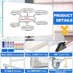 Max-officoo Magnetic White Board Dry Erase Whiteboard with Rolling Stand 72"x48" Double-Sided Mobile Large White Board on Wheels, Including 3 Magnetic Erasers, 7 Markers, 30 Magnets
