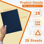 28 Sheets Navy Blue Cardstock 8.5 x 11 Craft Paper, 92lb Premium Paper Card Stock for DIY Cards Making, Wedding Invitations, Festival blessings, Memus, Graduations
