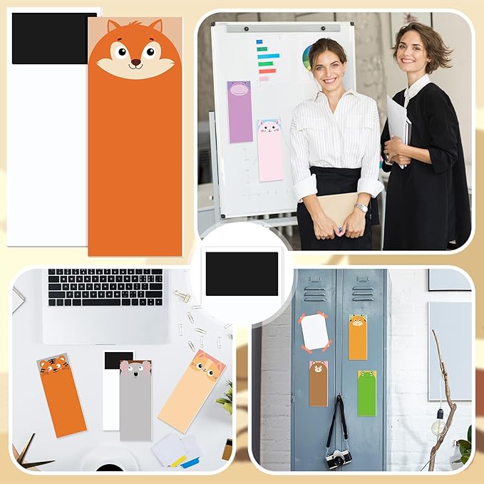 Gersoniel 12 Packs Magnetic Notepads for Refrigerator Monthly Grocery Magnetic List Set to Do List Pads Back Memo Notepad 9 x 3.5 Inches for Fridge Kitchen Shopping Grocery(Multicolor,Animal)