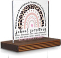 School Secretary Appreciation Gift Desk Sign, Leopard Rainbow Difference Maker Plaque, Office Decor Thank You Gift for School Office Staff PA075