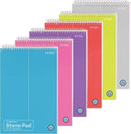 Enday Steno Pads Spiral 6 Pack, 6 x 9, 80 Sheets White Paper, Gregg Rule, Steno Notebook for writing, Assorted Colors, Pink, Purple, Green, Blue, Red, Grey