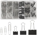 500PCS Paper Clips and Binder Clips Assorted Sizes,Silver Paper Clips & Black Binder Clips for Home, School, Office Supplies
