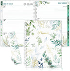 SUNEE 2026 Weekly and Monthly Planner - from January 2026 - December 2026, Daily Agenda Planner with Monthly Tab, Flexible Cover, Note Pages, Pockets, Bookmark, Spiral Binding, Eucalyptus, 8.5"x11"