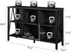 HOMISSUE Cube Storage Organizer Shelf, Rustic Short Wide Bookshelf with 6 Cubes, Industrial Low Cubby Bookcase with 3-Tier Shelves, Horizontal Book Case for Living Room, Office, Black