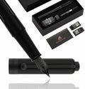 HUASHILAI Luxury Matte Black Forest Fountain Pen Set,Titanium Black Extra Fine and Medium Nibs,Includes 2 Ink Converters,10 Ink Cartridges,15ml ink，Premium Gift Case for Calligraphy (Medium Nib)