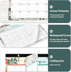 Desk Calendar 2026, Monthly Desktop Large Calendar (Jan 2026 - Jun 2027) 17" x 12" Desk Wall Planner for Family Teacher School Office Supplies, Flower