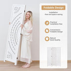 5.6 Ft Folding Room Divider, Portable Privacy Screen & Partition, No Assembly Required for Use as Cat Litter Box Cover, Clutter Hider, Room Separator, 3 Panels (White)