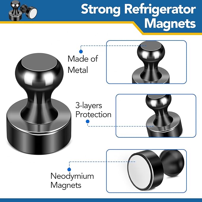 LOVIMAG Fridge Magnets 28Pcs Refrigerator Whiteboard Small Strong Magnet Classroom Kitchen Accessories Decorative Locker Set Decor Must Haves Office Calendar Refrigerador Magnetic Cute Crafts Black