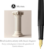 MCNTEIK Matte Black Forest Fountain Pen, Exquisite Vertical Grooving Design, 18K Gilded Nib (Fine), Fancy Pen Gift Set for Men & Women, Professional, Business Signature, Office, Nice Designer Pens