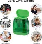 Sonuimy Pencil Sharpeners, 4 Pcs Pencil Sharpeners Manual,Dual Holes Compact Colored Handheld Pencil Sharpener for Kids with Lid Adults Students School Class Home Office (Covered)