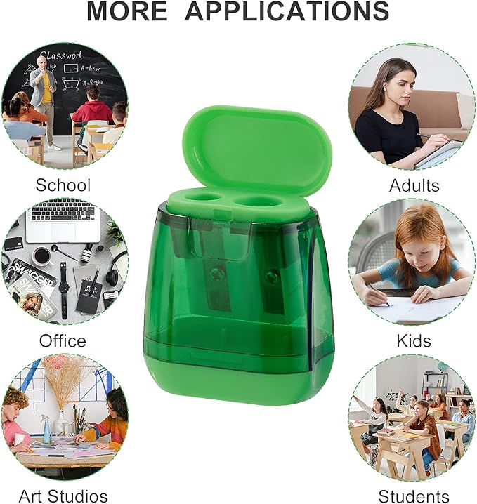 Sonuimy Pencil Sharpeners, 4 Pcs Pencil Sharpeners Manual,Dual Holes Compact Colored Handheld Pencil Sharpener for Kids with Lid Adults Students School Class Home Office (Covered)