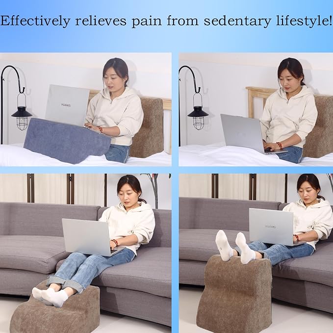 OpyTikar Foot Rest for Under Desk at Work.Multifunctional 3-Tier Foot Stool,with Washable Footrest.for Under Desk,Office Chair Gaming Chair & Sofa,Leg Elevation Pillow,Supports Posture-Brown