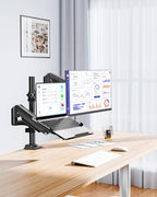 MOUNTUP Laptop and Monitor Desk Mount, Laptop Tray for Max 17" Notebook, Monitors Arm Fits up to 32" Monitor, Laptops Arm Holds 4.4-22lbs, 2-in-1 Tall Laptops Mount with Clamp/Grommet
