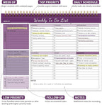 ALKALO Weekly To Do List Notepad, 52 Undated Sheets （8.5"×11") Duplex-Printed Weekly Desk Planner For Work Home School Office Desk Accessories Supplies & Goal Setting Tasks - Purple
