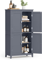 VASAGLE Floor Storage Cabinet, Freestanding Storage Unit with 4 Doors, Adjustable Shelves, 11.8 x 23.6 x 43.3 Inches, for Entryway, Bathroom, Slate Gray UBBC552G01