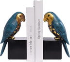 Kakizzy Book Ends Decorative, Parrot Bookends for Shelves, Animal Book Stopper Decorative, Retro Book Ends for Heavy Books, Bird Figurines Statues Indoor, Unique Book Lover Gift(Blue Parrot)