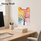 Luminzo Plastic Cute Clipboard Low-Profile Metal Clip, A4 Letter Size 9 x 12.5 in, 8.5 x 11 Paper Clip Board for Teachers, Nurses, Classroom,Sunset Tree