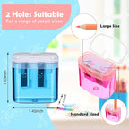 Teling 216 Pcs Manual Pencil Sharpeners Bulk Handheld Dual Holes Pencil Sharpeners for Kids Colorful Portable Compact Sharpener with Lid for Students School Class Home Office Supply