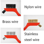 Wire Brush Set for Cleaning Rust Removal in Holes, 3pcs Brass/Stainless Steel/Nylon Brushes