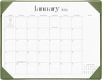 Cabbrix Desk Calendar 2026 with Desktop Mat, Simplified Medium Desk Pad Calendar 15" x 12" January 2026 to June 2027, Desk Blotter Calendar for Home School and Office (Green)