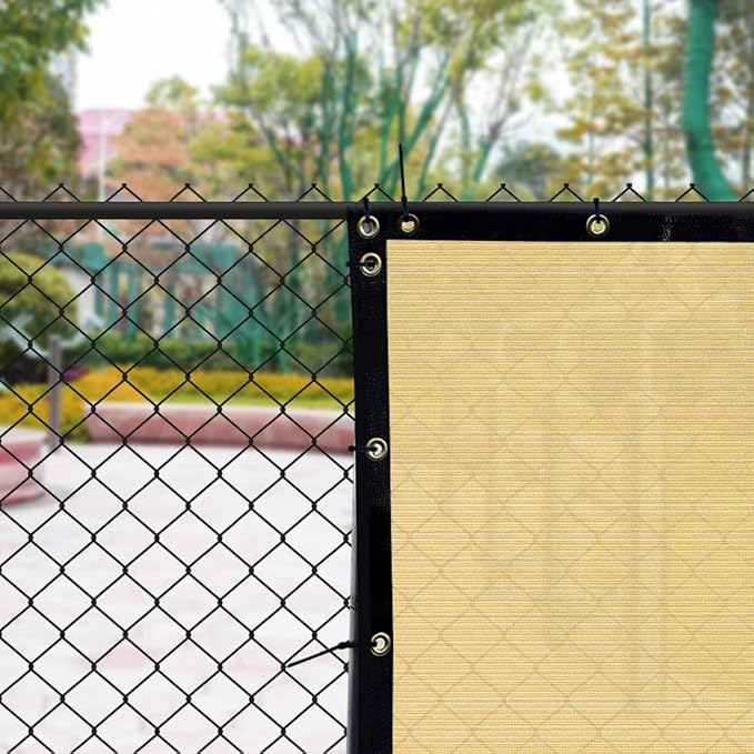 iCover 4x25ft Privacy Screen Fence, Outdoor Fencing Panels, Garden Windscreen Mesh Shade Sail Net Barrier, Include Reinforced Bindings and Brass Grommets Cable Zip Ties,Sand