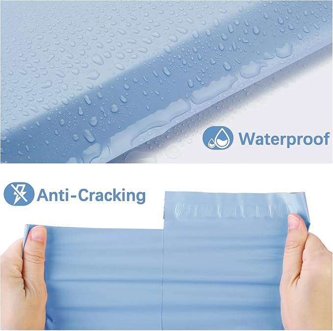 Metronic Poly Mailers 14.5x19 200pcs, Large Shipping Bags for Clothing, Durable Shipping Envelopes, Mailing Bags for Small Business, Waterproof and Tear-Proof Poly Bags Blue