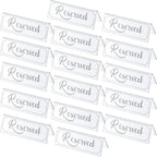 16 Pieces Reserved Sign Acrylic Clear Reserved Table Tent Signs Table Number Holders for Wedding Printed Seating Reservation Restaurant Business Office Meeting Party (White)