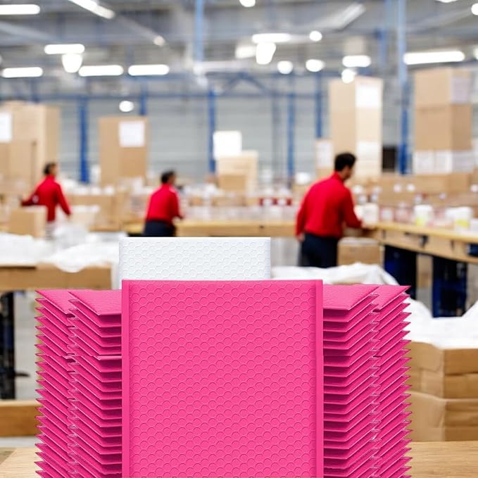 iMBAPrice 4x8 Inch Pink Poly Bubble Mailers #000, 500-Pack – Waterproof Self-Seal Padded Shipping Envelopes for Small Business, Jewelry, Cosmetics, Cards & Accessories