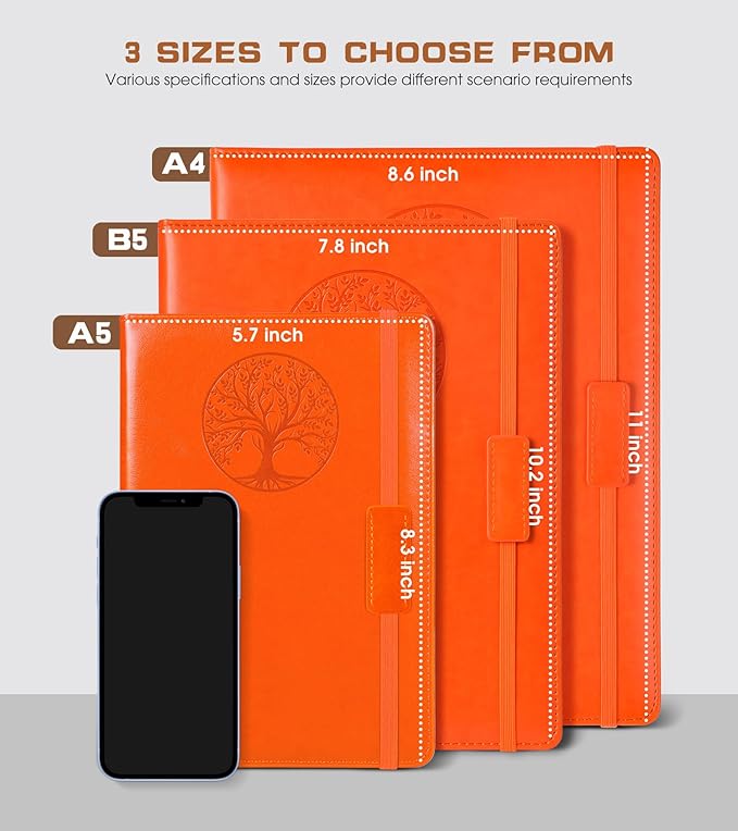 Biuwory Lined Journal Notebook for Women Men,256 Pages A4 Large Hardcover Leather Journals for Writing,Travel,Business,Work,School,College Ruled Notebooks for Note Taking, Diary Notepad 8.6"×11"