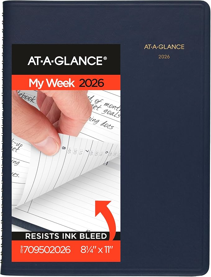 AT-A-GLANCE 2026 Appointment Book Planner, Weekly, 8-1/4" x 11", Large, Navy (709502026)