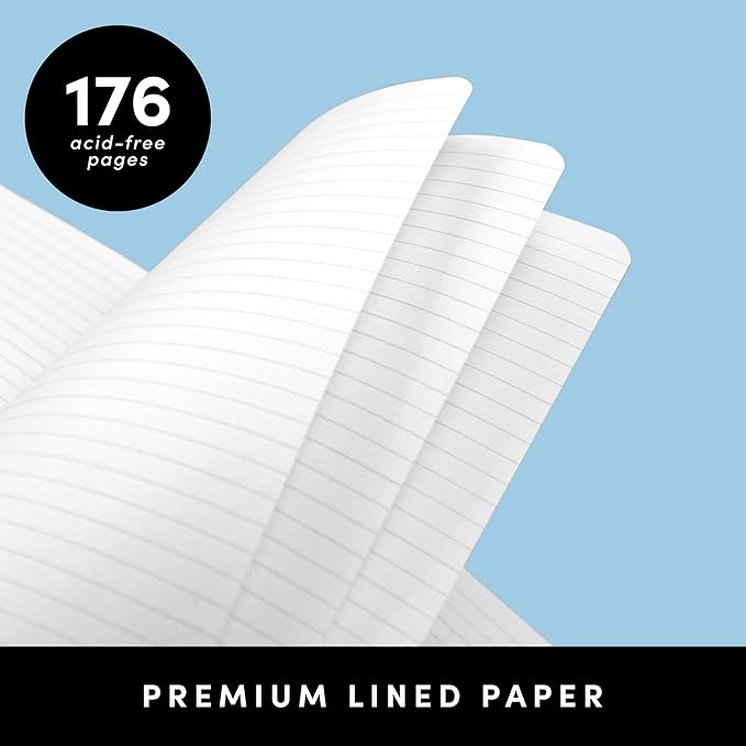 PAPERAGE Softcover Lined Journal Notebook (Navy), 176 Pages, Large B5 College Ruled Notebook, 7.5 inches x 9.8 inches - 100 GSM Premium Paper, Soft Vegan Leather Journal for Home, Work & School