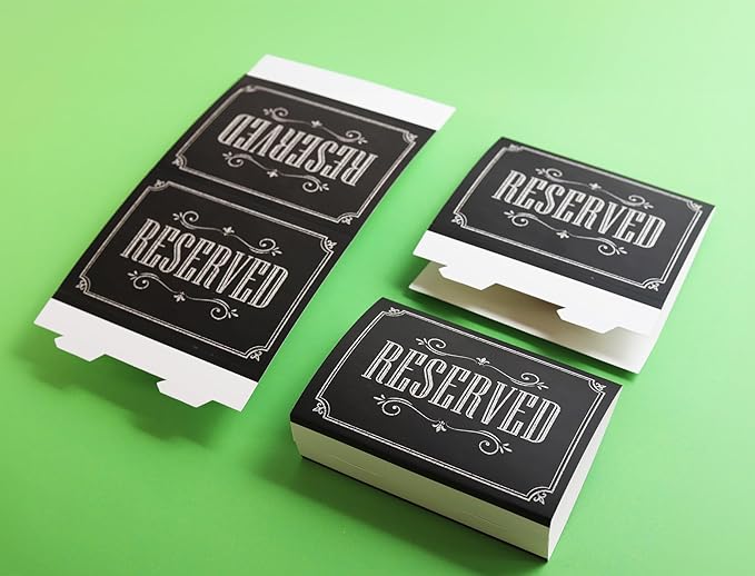 20 Pack Rustic Reserved Table Sign - Reserved Signs For Wedding - Black Chalkboard Reserved Signs - Wedding Accessories - Tent Cards For Reserving Seats & Places - Place Cards for Party