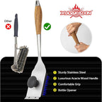 XUDAKAIXIN Grill Brush and Scraper, Dual Grip Design,Extra Strong BBQ Cleaner Accessories,Safe Nylon Bristles Barbecue Triple Scrubbers Cleaning Brush for Cast Iron Grates/Porcelain/Charcoal Grill