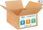 Small Moving & Shipping Boxes 8 x 8 x 4 inches (5-Pack) - Extra Strength 200 lb vs Regular - Corrugated Moving Boxes for USPS/UPS/FEDEX - Packing Box for Moving - Cardboard Box by IDL Packaging