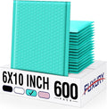Fuxury Bubble Mailers 6x10“ 600 Pack Teal Padded Envelopes Usable Size 6x9" Thick Mailing Envelopes Bubble Padded, Shipping Bags for Mailing,Packaging, Small Business, Boutique, Bulk #0