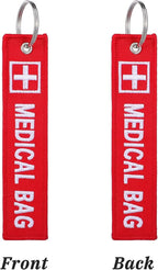 Medical Alert Tags for Bag, 2 Pcs Medical Equipment Device Luggage Id Tag Double-Sided Travel Bags Tags Reusable Red Bags Keychain Label for Backpack Luggage Suitcase Purse, Red