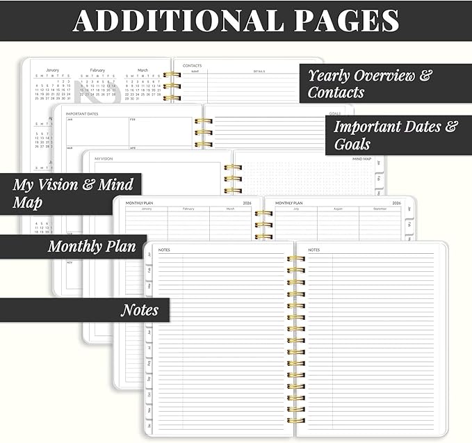2026 Planner 8.5 x 11, Large Weekly Monthly Planners with Tabs, A4 Spiral Bound Daily Calendar 2026 Planner, 12 Month Agenda from Jan. to Dec., Flexible Cover Appointment Book(Tarrow Tree)