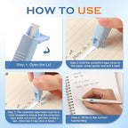 EQUNROY 10 Pcs Correction Tape for Instant Error Fixing, Easy-to-Use Pen-Style Applicator, 1/5 Inch x 236 Inches, Aesthetic Office & School Supplies