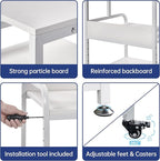 Fannova Printer Stand, 25.6" x 23.6" x 30.9" Extra Large Printer Table with Adjustable Storage Shelf, 3 Tier Rolling Printer Cart with Industrial Wheels for Home Office, White