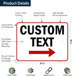 Custom Arrow Directional Sign, Right Arrow, 18x24 Inches, Rust Free .063 Aluminum, Fade Resistant, Made in USA by My Sign Center